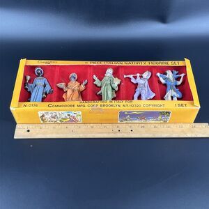 VTG COMMODORE’S 5 PIECE HANDCRAFTED ITALIAN Nativity Figurine SET CHRISTMAS